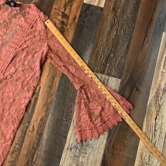 Long Lace Dusty Rose Kimono - Picture 4 of 8